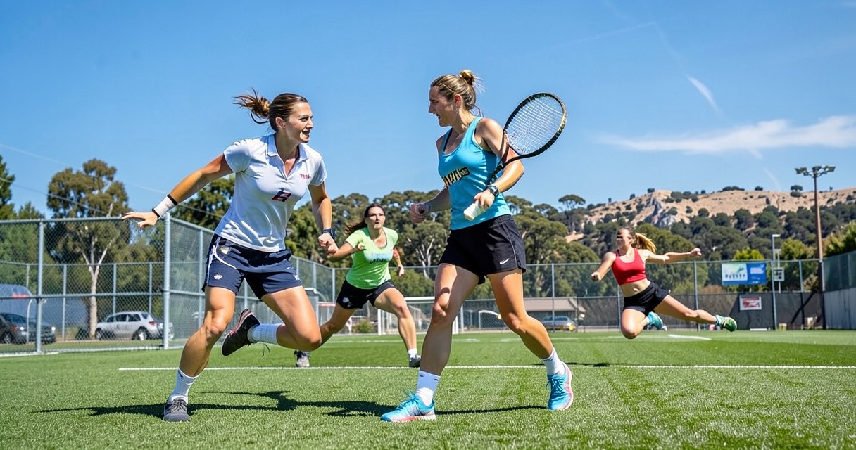 Women Tennis Players Crossing to Washington Soccer